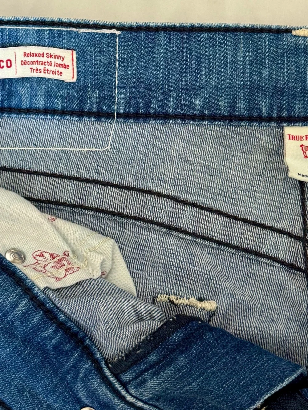 True Religion Straight Leg Jeans in Light Blue Denim
